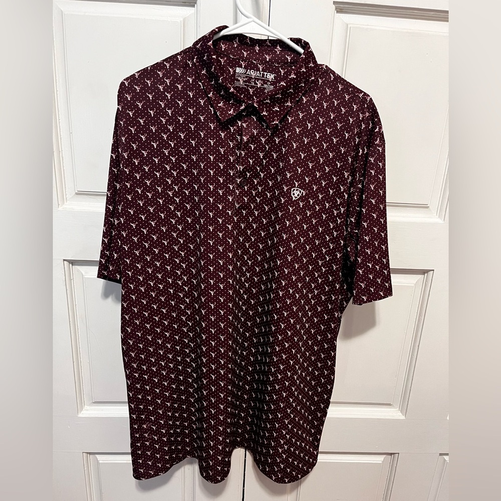 Ariat Men's Burgundy Geometric Print Polo